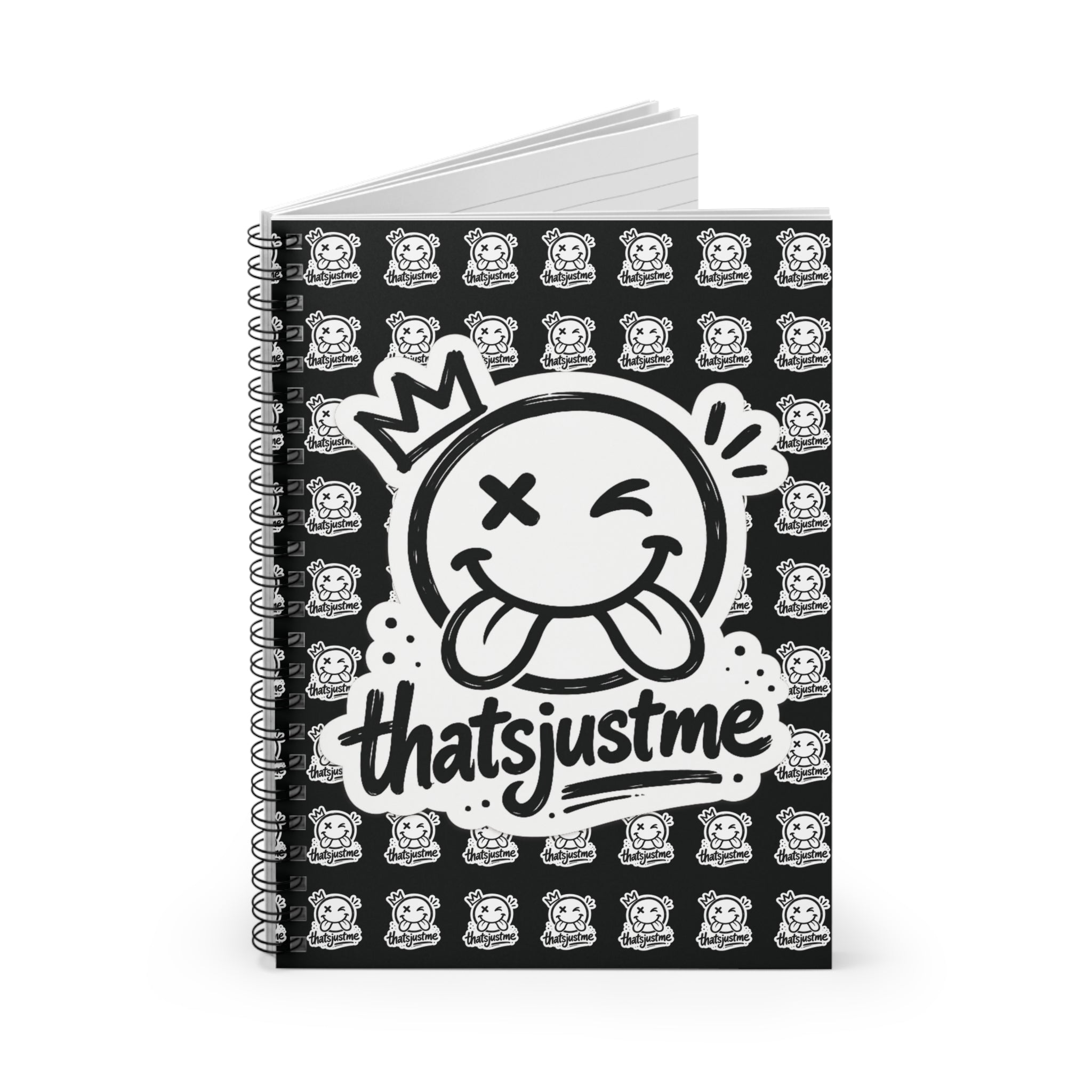 thatsjustme "OG" Crown Smiley Spiral Notebook - Black