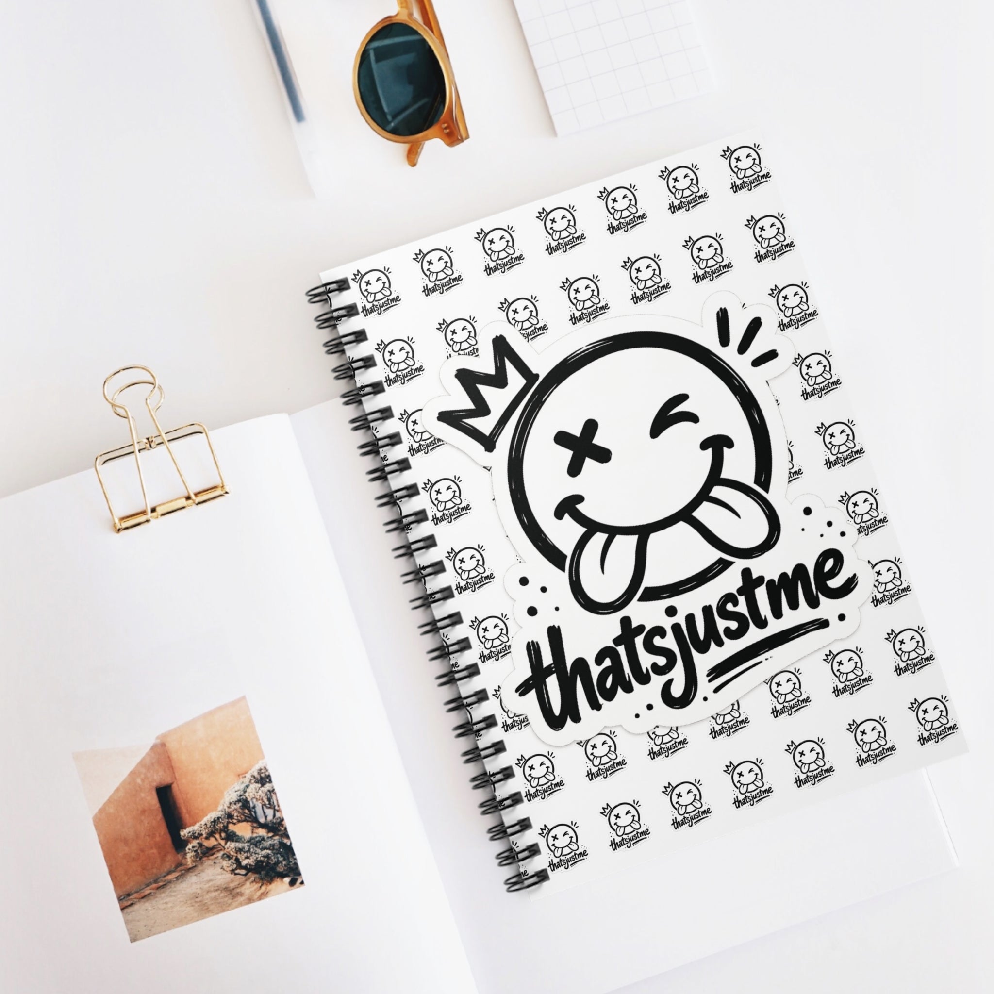 thatsjustme "OG" Crown Smiley Spiral Notebook - White