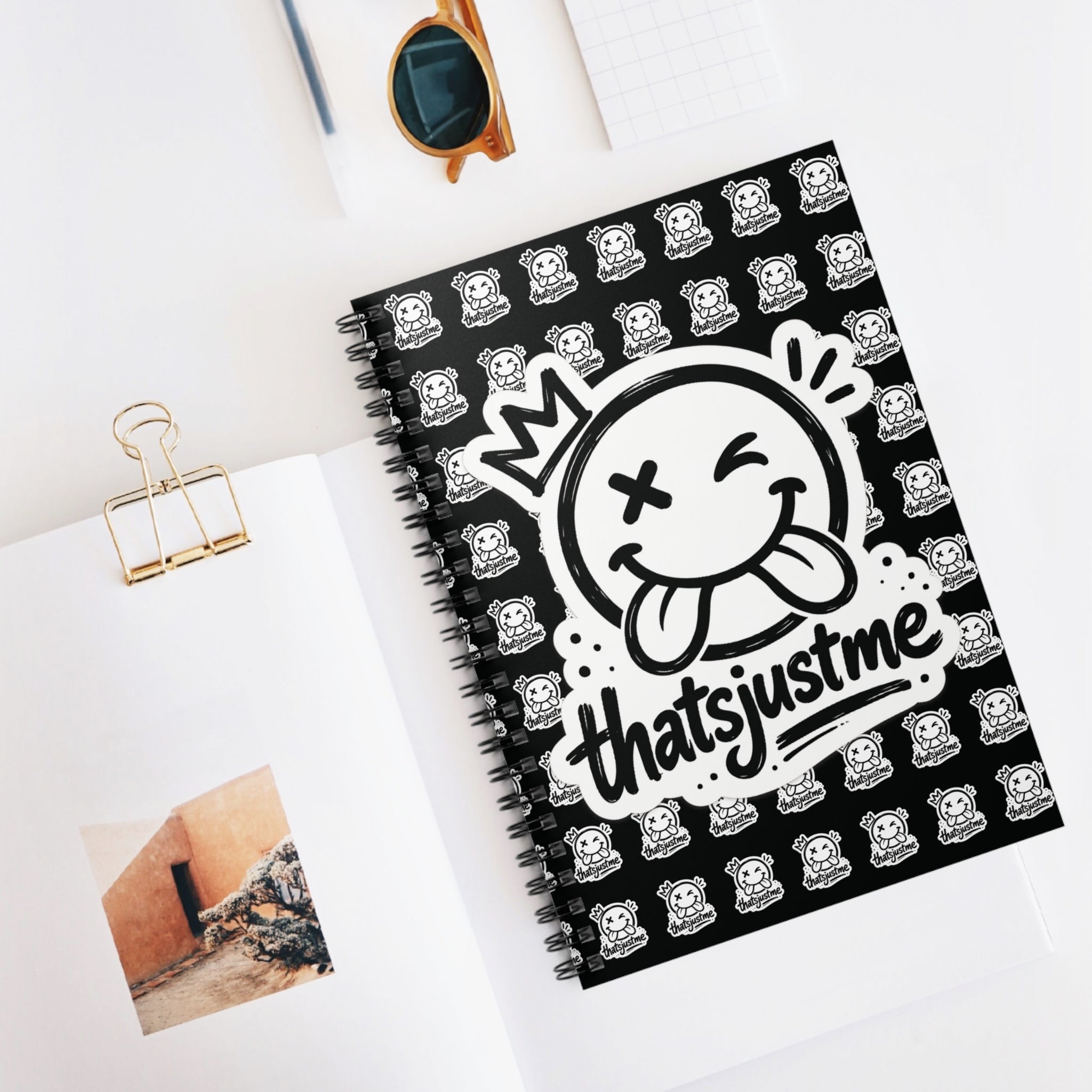 thatsjustme "OG" Crown Smiley Spiral Notebook - Black