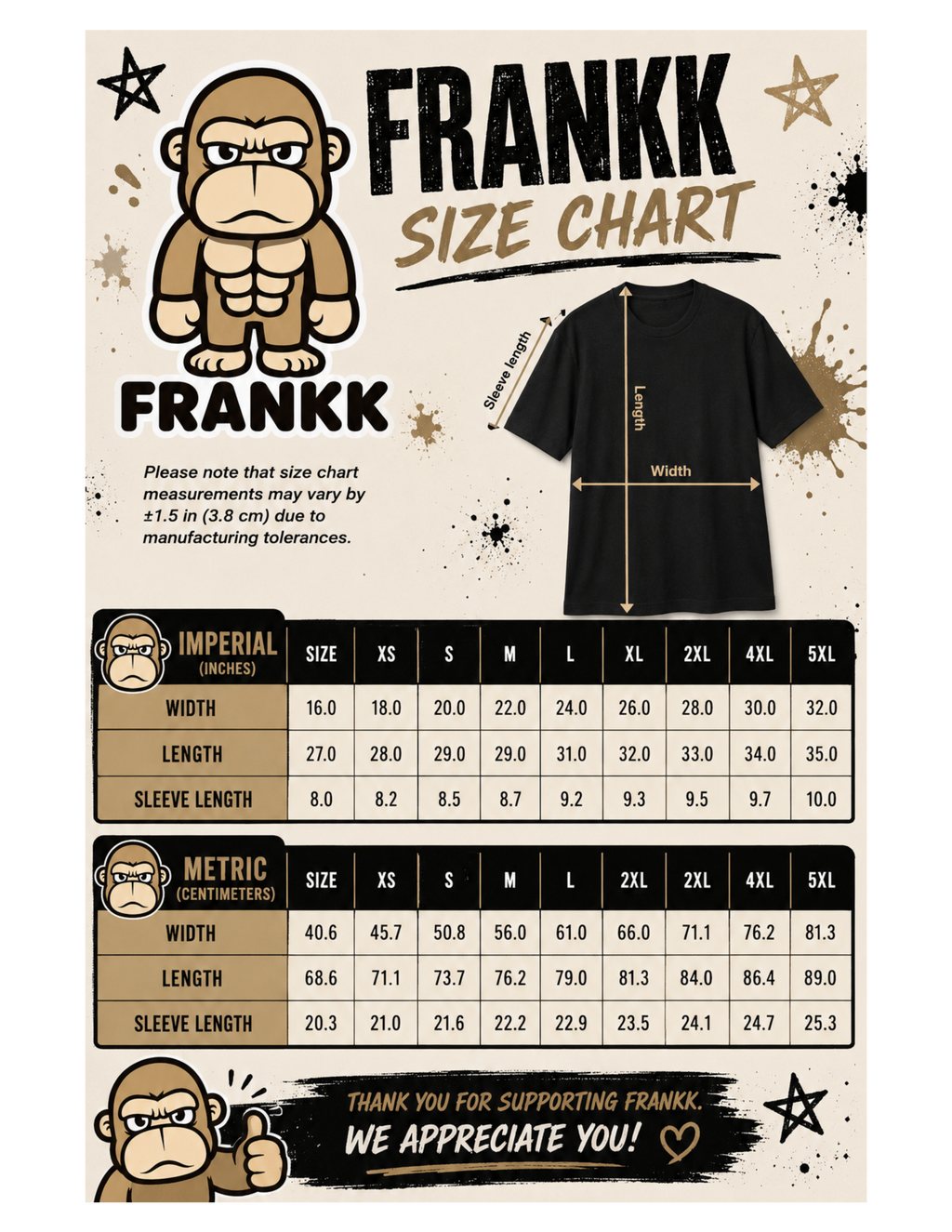 FRANKK The Ape Repeated "Essentials" Graphic Tee - Unisex T-Shirt